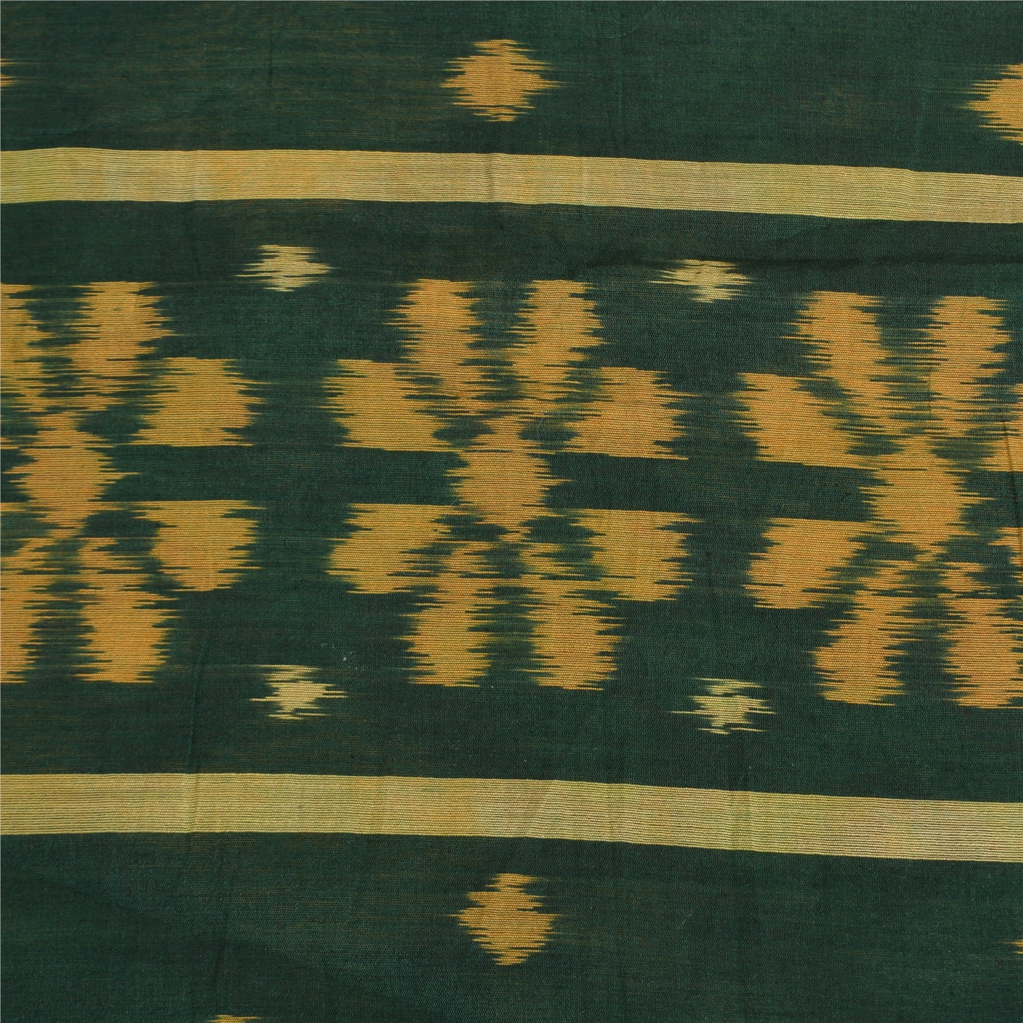 Sanskriti Vintage Saree Red Sambhalpuri Hand Woven Ikat Blend Silk Sari Sustainable Fabric