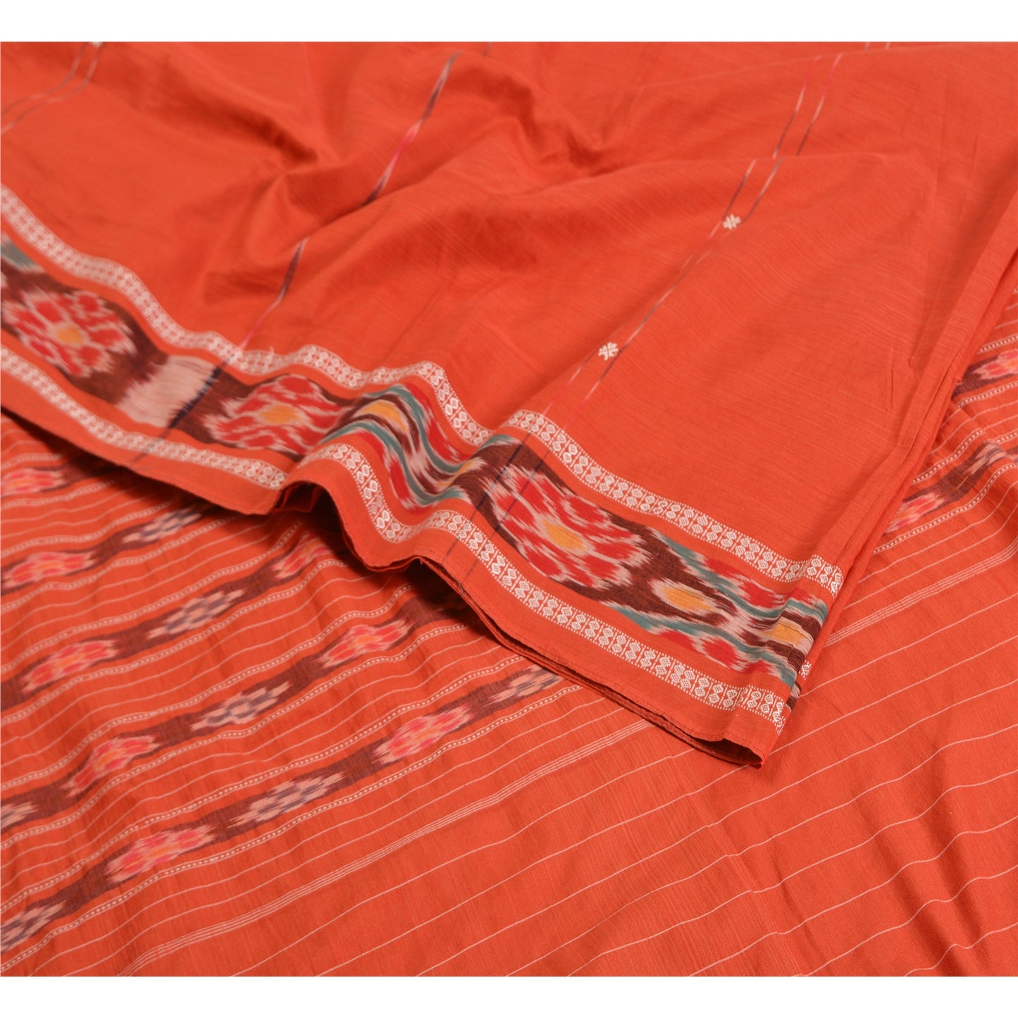 Sanskriti Vintage Sarees Pochampally Hand Woven Ikat Blend Cotton Sari Sustainable Fabric