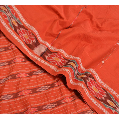 Sanskriti Vintage Sarees Pochampally Hand Woven Ikat Blend Cotton Sari Sustainable Fabric