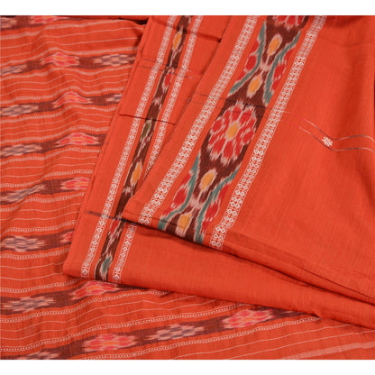 Sanskriti Vintage Sarees Pochampally Hand Woven Ikat Blend Cotton Sari Sustainable Fabric