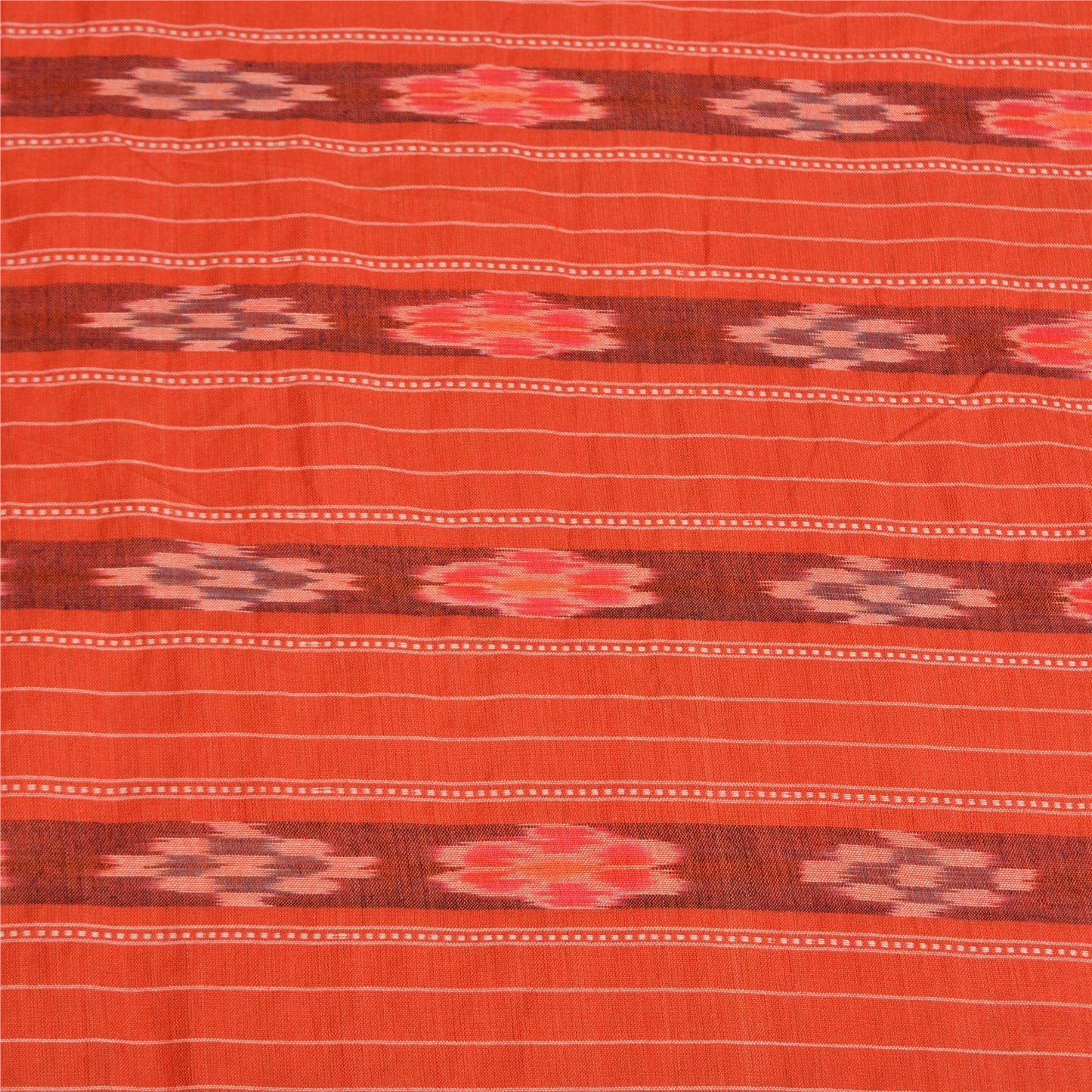 Sanskriti Vintage Sarees Pochampally Hand Woven Ikat Blend Cotton Sari Sustainable Fabric