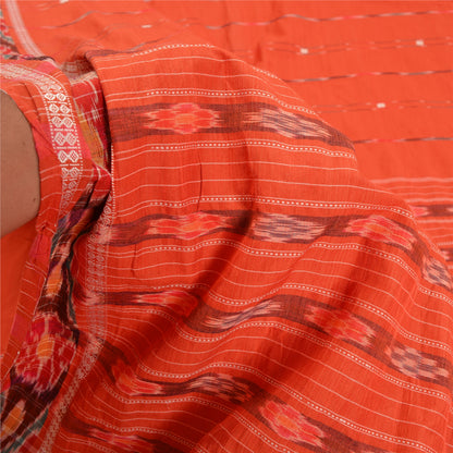 Sanskriti Vintage Sarees Pochampally Hand Woven Ikat Blend Cotton Sari Sustainable Fabric