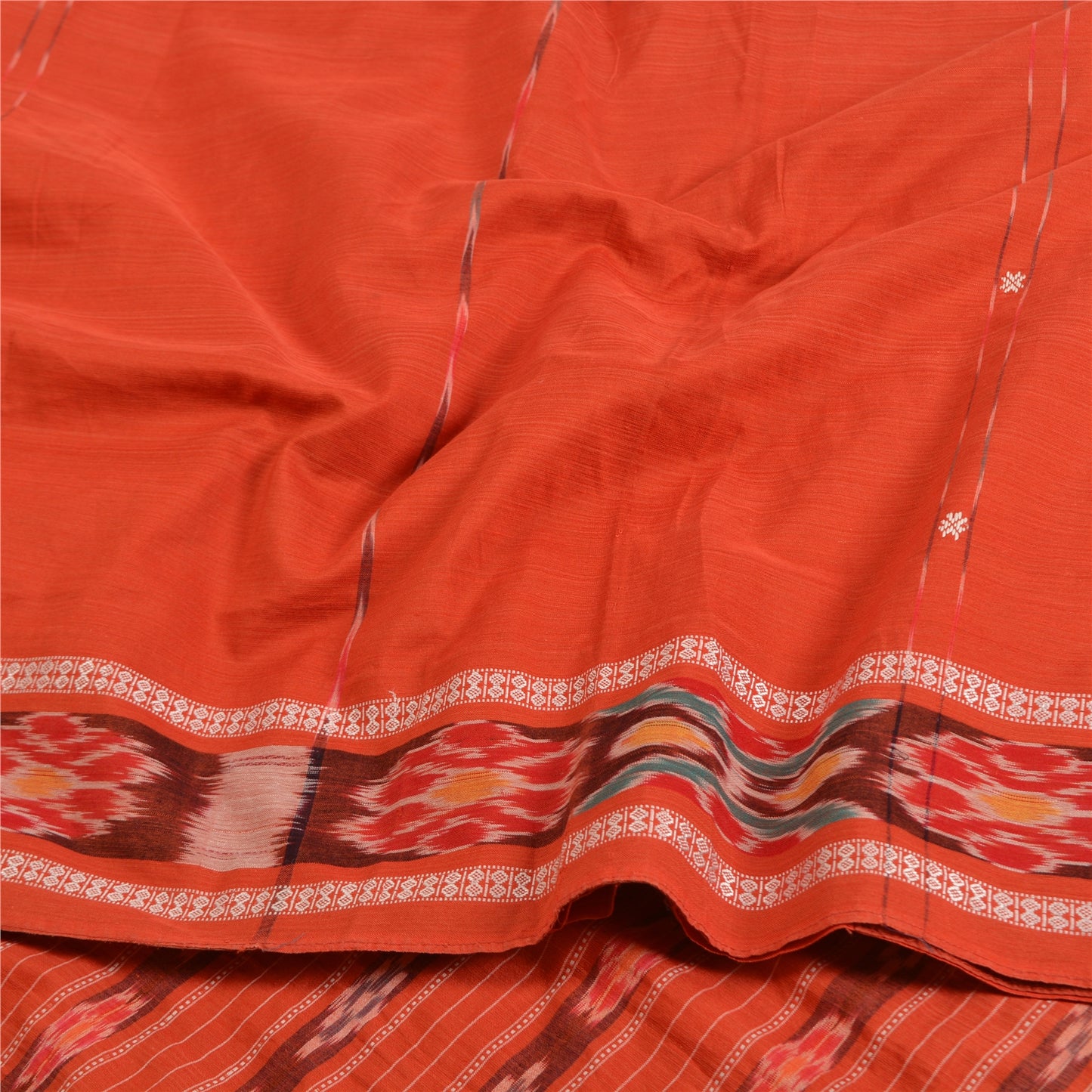 Sanskriti Vintage Sarees Pochampally Hand Woven Ikat Blend Cotton Sari Sustainable Fabric