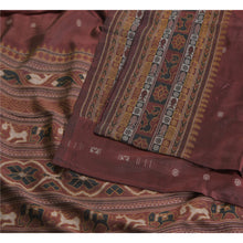Load image into Gallery viewer, Sanskriti Vintage Sarees Wine Animal Hand Woven Pure Silk Sari 5yd Craft Fabric
