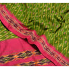 Sanskriti Vintage Sarees Green Pochampally Hand Woven Ikat Pure Silk Sari Sustainable Fabric