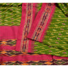 Sanskriti Vintage Sarees Green Pochampally Hand Woven Ikat Pure Silk Sari Sustainable Fabric