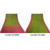 Sanskriti Vintage Sarees Green Pochampally Hand Woven Ikat Pure Silk Sari Sustainable Fabric