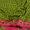 Sanskriti Vintage Sarees Green Pochampally Hand Woven Ikat Pure Silk Sari Sustainable Fabric