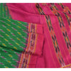 Sanskriti Vintage Sarees Green Pochampally Hand Woven Ikat Pure Silk Sari Sustainable Fabric