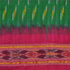 Sanskriti Vintage Sarees Green Pochampally Hand Woven Ikat Pure Silk Sari Sustainable Fabric