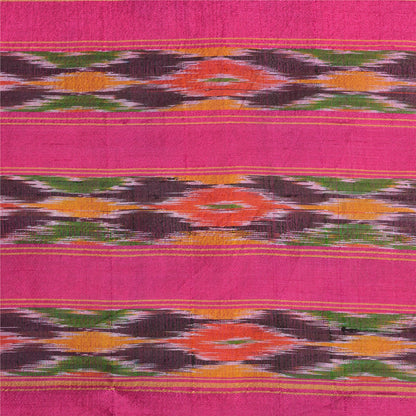 Sanskriti Vintage Sarees Green Pochampally Hand Woven Ikat Pure Silk Sari Sustainable Fabric