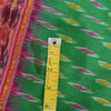 Sanskriti Vintage Sarees Green Pochampally Hand Woven Ikat Pure Silk Sari Sustainable Fabric