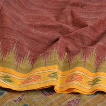 Load image into Gallery viewer, Sanskriti Vintage Saree Dark-Red Odisha Hand Woven Ikat Pure Cotton Sari Fabric
