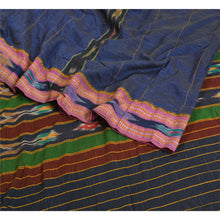 Load image into Gallery viewer, Sanskriti Vintage Saree Blue Odisha Hand Woven Ikat Pure Cotton Sari 5yd Fabric
