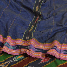 Load image into Gallery viewer, Sanskriti Vintage Saree Blue Odisha Hand Woven Ikat Pure Cotton Sari 5yd Fabric
