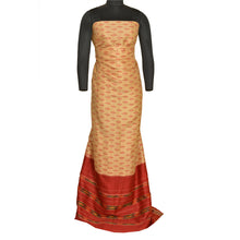 Load image into Gallery viewer, Sanskriti Vintage Sarees Cream Pochampally Hand Woven Ikat Pure Silk Sari Fabric

