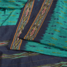 Load image into Gallery viewer, Sanskriti Vintage Sarees Blue Pochampally Hand Woven Ikat Pure Silk Sari Fabric
