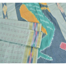 Load image into Gallery viewer, Sanskriti Vintage Sarees Pastel-Blue Peacock Hand Woven Ikat Cotton Sari Fabric
