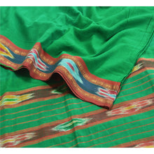 Load image into Gallery viewer, Sanskriti Vintage Sarees Green Pochampally HandWovenIkat Pure Cotton Sari Fabric
