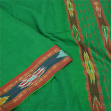 Load image into Gallery viewer, Sanskriti Vintage Sarees Green Pochampally HandWovenIkat Pure Cotton Sari Fabric
