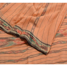 Load image into Gallery viewer, Sanskriti Vintage Sarees Peach Pochampally HandWovenIkat Pure Cotton Sari Fabric
