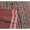 Sanskriti Vintage Saree Red Odisha Hand Woven Ikat Pure Cotton Sari 5yd Sustainable Fabric
