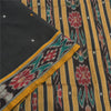 Sanskriti Vintage Saree Black Odisha Hand Woven Ikat Pure Cotton Sari 5yd Sustainable Fabric