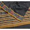 Sanskriti Vintage Saree Black Odisha Hand Woven Ikat Pure Cotton Sari 5yd Sustainable Fabric