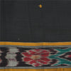 Sanskriti Vintage Saree Black Odisha Hand Woven Ikat Pure Cotton Sari 5yd Sustainable Fabric
