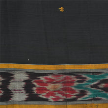 Load image into Gallery viewer, Sanskriti Vintage Saree Black Odisha Hand Woven Ikat Pure Cotton Sari 5yd Fabric
