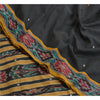 Sanskriti Vintage Saree Black Odisha Hand Woven Ikat Pure Cotton Sari 5yd Sustainable Fabric
