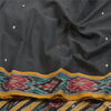 Sanskriti Vintage Saree Black Odisha Hand Woven Ikat Pure Cotton Sari 5yd Sustainable Fabric