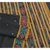 Sanskriti Vintage Saree Black Odisha Hand Woven Ikat Pure Cotton Sari 5yd Sustainable Fabric