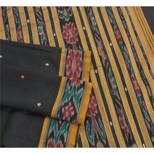 Load image into Gallery viewer, Sanskriti Vintage Saree Black Odisha Hand Woven Ikat Pure Cotton Sari 5yd Fabric
