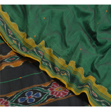 Load image into Gallery viewer, Sanskriti Vintage Saree Green Odisha HandWoven Ikat Blend Cotton Sari 5yd Fabric
