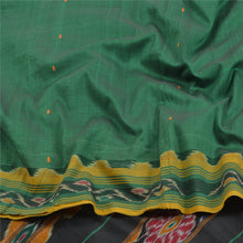 Load image into Gallery viewer, Sanskriti Vintage Saree Green Odisha HandWoven Ikat Blend Cotton Sari 5yd Fabric
