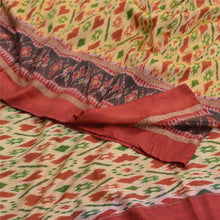 Load image into Gallery viewer, Sanskriti Vintage Saree Beige Sambhalpuri Hand Woven Ikat Pure Silk Sari Fabric
