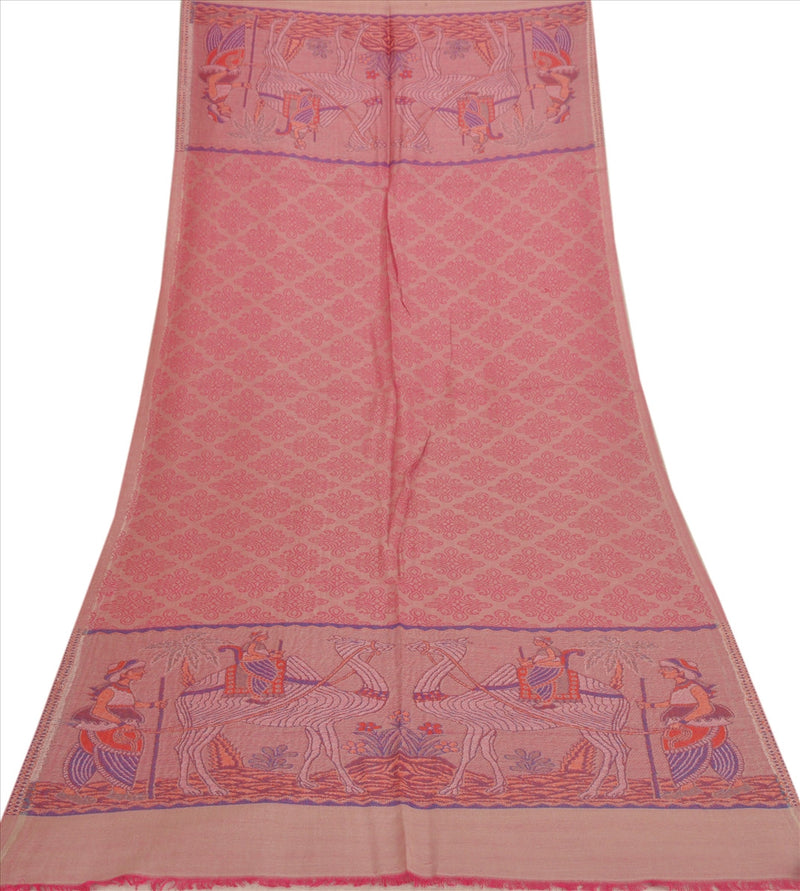 Sanskriti New Indian Woven Viscose Shawl Scarf Stole Warm Pink Bedouin Camel