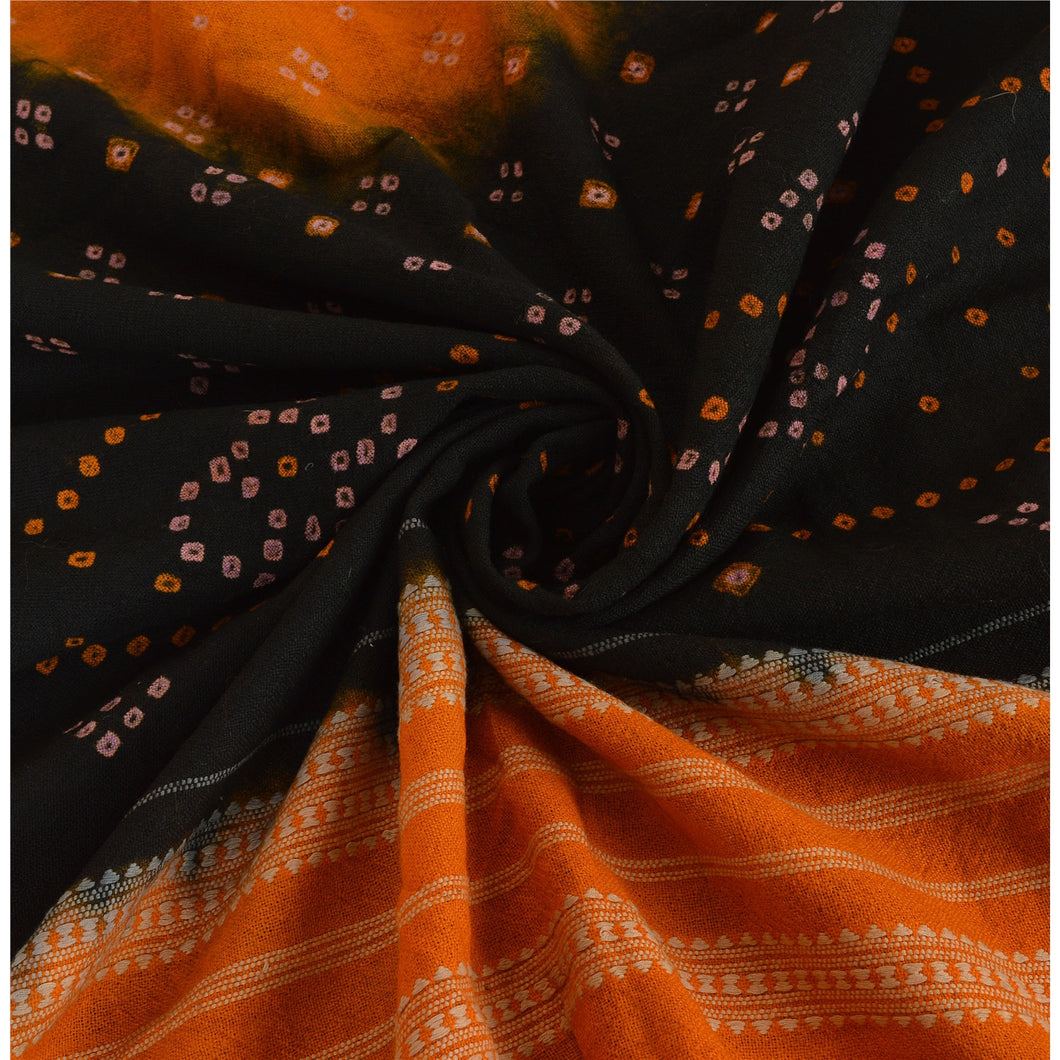 Tie & Dye Woven Woolen Shawl Black Stole Floral