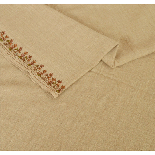 Sanskriti Vintage Hand Embroidered Woolen Shawl Cream Ari Work Stole Floral