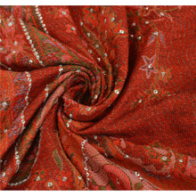 Load image into Gallery viewer, Sanskriti Vintage Hand Beaded Woven Viscose Shawl Red Stole Sequins Paisley
