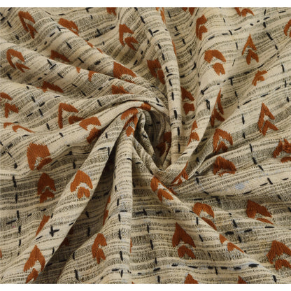 Sanskriti Vintage Hand Embroidered Cotton Shawl Cream Stole Floral