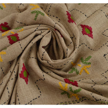 Load image into Gallery viewer, Hand Embroidered Woolen Shawl Grey Stole Floral
