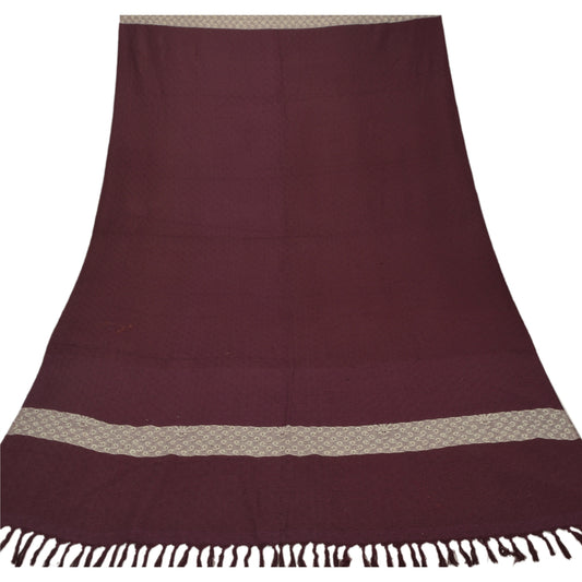 Sanskriti Vintage Indian Woven Woolen Indian Shawl Scarf Stole Purple