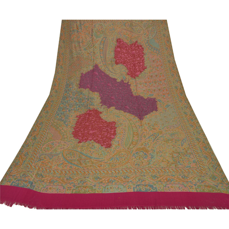 Sanskriti Vintage New Indian Scarf Hand Embroidered Pure Wool Shawl Kashmiri Stole mikasa scarf