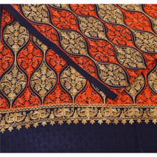 Load image into Gallery viewer, Sanskriti New Indian Scarf Hand Embroidered Aari Work Polywool Shawl Blue Stole
