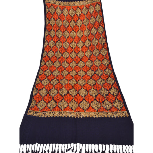 Санскритский новый индийский шарф с ручной вышивкой Aari Work полишерстяная шаль синий палантин