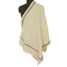 Load image into Gallery viewer, Woven Woolen Shawl Scarf Stole Cream Floral
