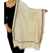 Load image into Gallery viewer, Woven Woolen Shawl Scarf Stole Cream Floral
