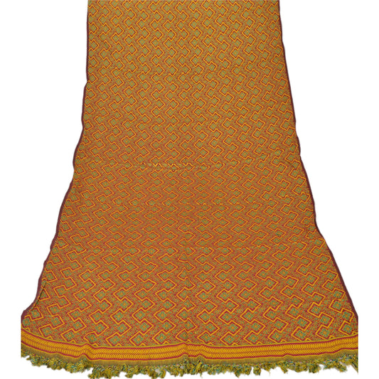 Sanskriti Vintage Woven Woolen Shawl Scarf Stole Dark Red Floral